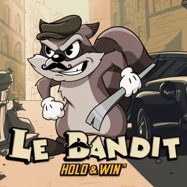 Le Bandit slot game with cartoon raccoon holding crowbar