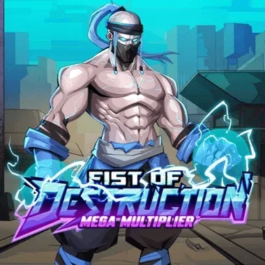 Fist of Destruction Mega Multiplier slot game with muscular fighter