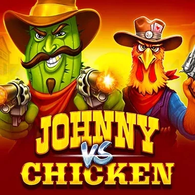 Johnny vs Chicken slot game with cartoon cactus and rooster characters